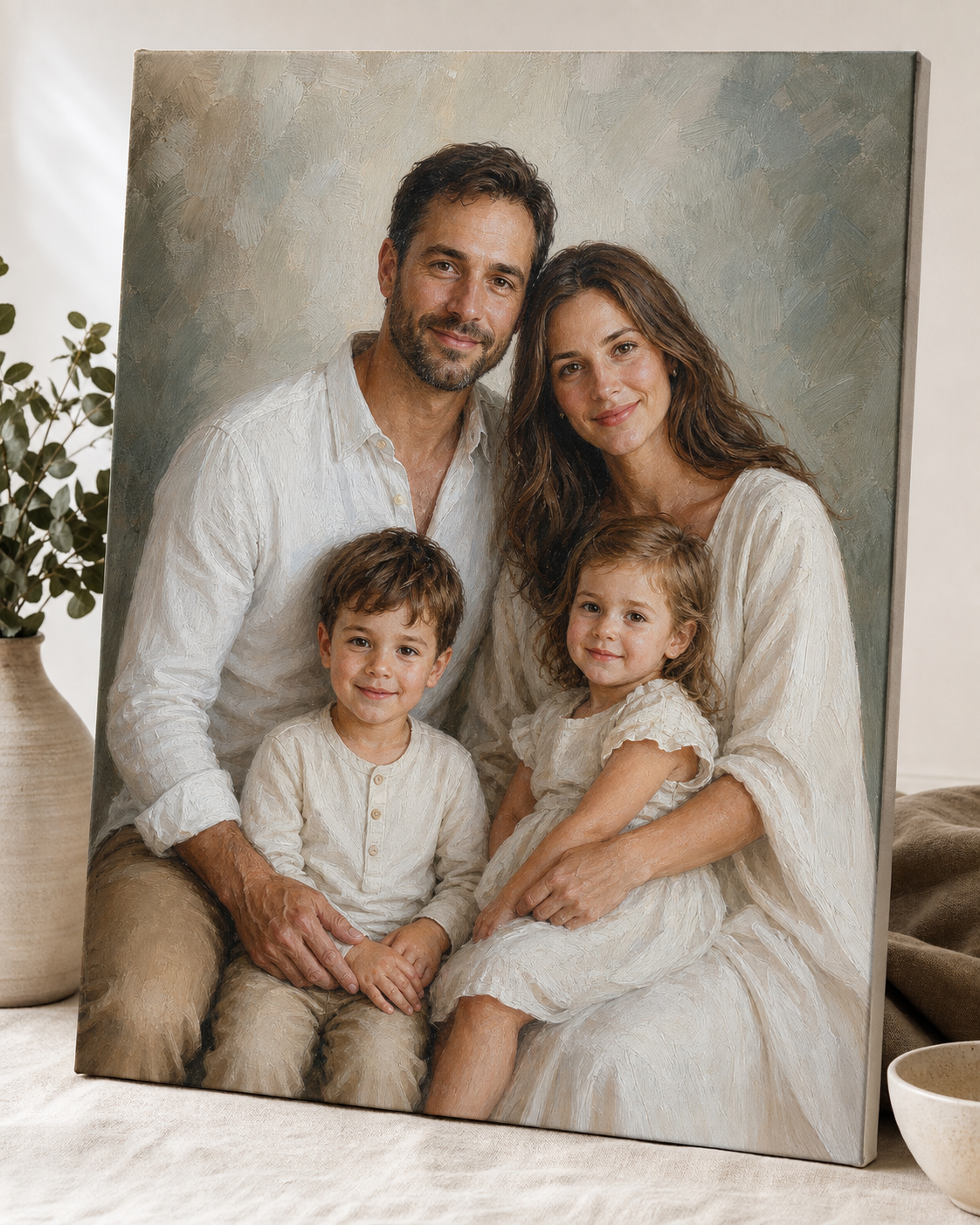 Custom family oil painting on canvas