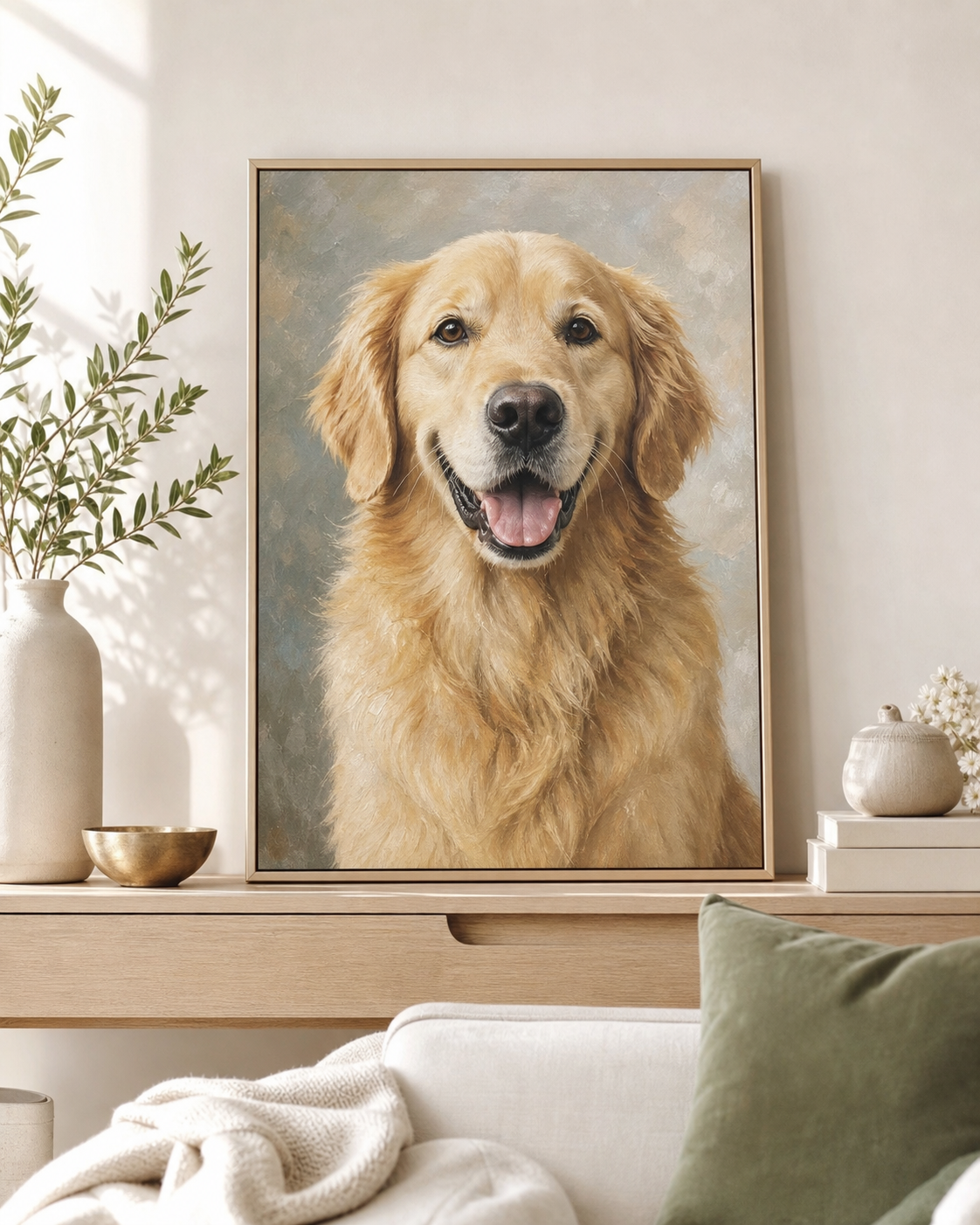 Custom oil painting of a golden retriever